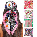 Molans 35" Silk Satin Square Head scarves - 4Pcs Large Scarfs Hair Bandana Head Kerchief Neck Scarf Sleeping Wraps for Women - color: Through Printing