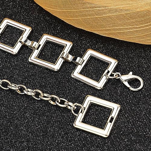 Women's Chain Belt Metal Waist Belt Chunky Belly Link Belt - color: 23025 Silver, size: XL: 59 in