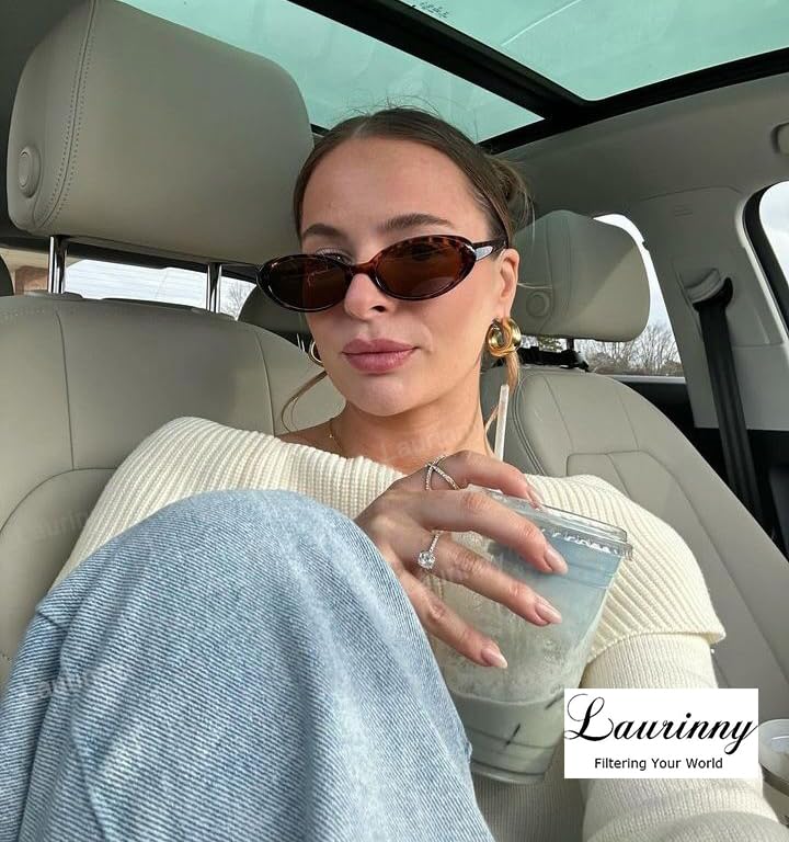 90s Sunglasses for Women Men Retro Small Oval Sunglasses - color: Black/Grey+leopard/Grey+tortoise/Gradient Brown