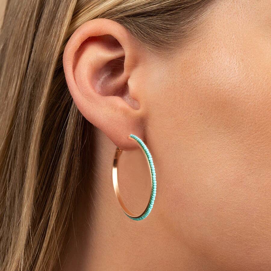 Jinxiuge 6 Pair Beaded Hoop Earrings Boho Flower Round Earrings Women's Handmade Earrings Set - style: Style-B