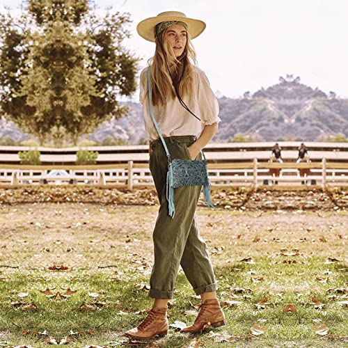 Montana West Western Purse for Women Crossbody Bag Wristlet Clutch Purse - color: A3turquoise