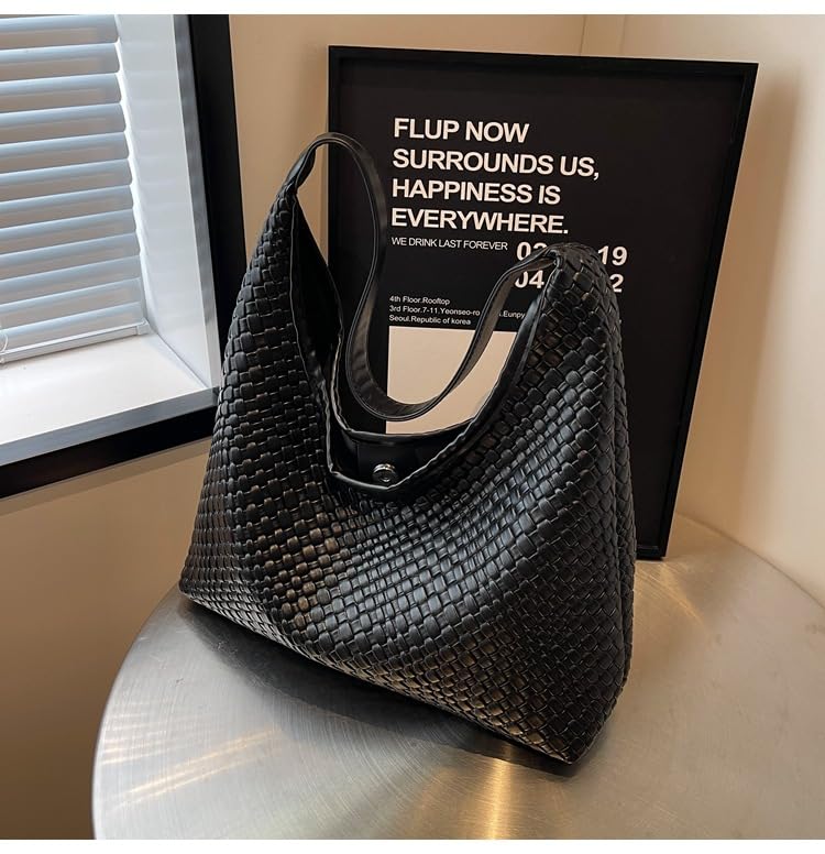 2026 Leather Tote Bag for Women Top-handle Shoulder Bag, Hobo Bags Large Capacity Soft Vegan Crossbody Handbag Underarm - color: Black