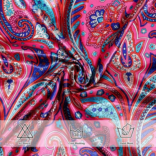 Ciormis 35" Silk Head Scarf for Women, 4 Pcs Satin Hair Scarf Square Silk Bandana Top Neck Scarves Hair Wraps for Sleeping - color: B1-cashew-set1