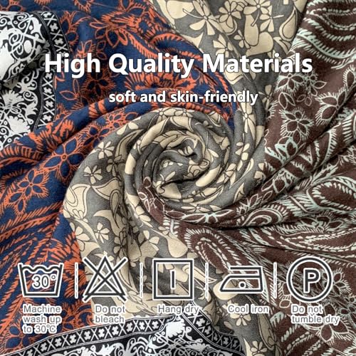 Paisley Pashmina Feel Shawls Wraps for Women Rave Scarf Soft Silky Exotic Boho All Seasons - color: Brown