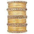 Aheli Ethnic Colorful Metal Bangles Chudha Set Stone Studded Bangle Set Indian Wedding Wear Fashion Jewelry Gift for Women Blue - color: Yellow
