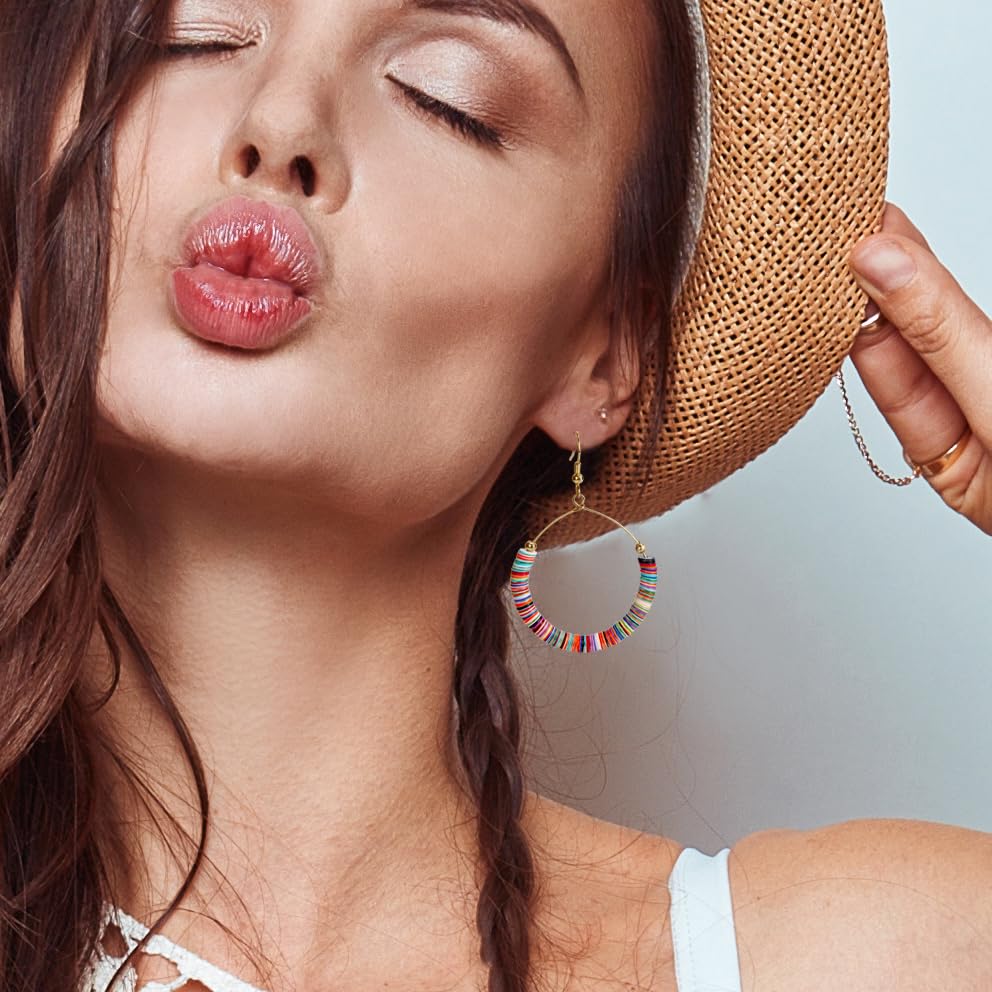 Bohemian Multi-Colored Sequin Hoop Gold Earrings - SPUNKYsoul Collection… - style: MEDIUM HALF DISC GOLD