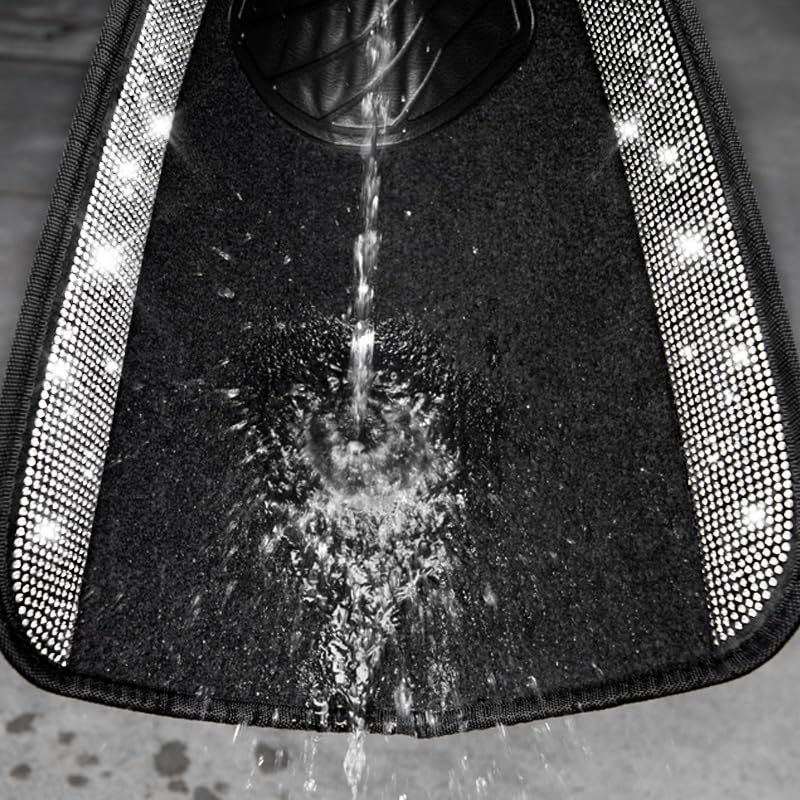 CAR PASS Bling Diamond Car Mats Shining Carpet Crystal Rhinestones Sparkly Glitter Floor Mats with Anti-Slip PVC Heel Pad Universal for Automotive SUV, Sedan, Van, 3pcs for Girl Women, Black Silver - color: Black Silver