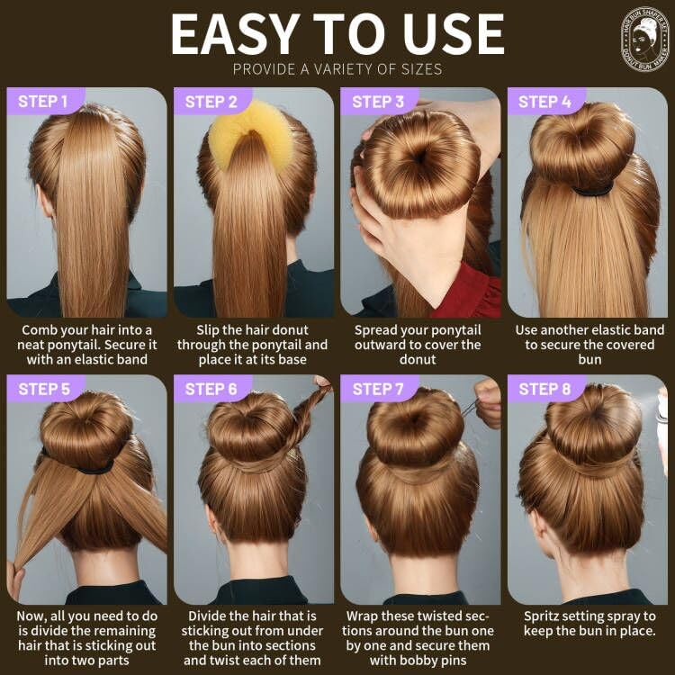Teenitor Hair Bun Maker Set, 7 Pieces Bun Donuts for Hair(1 Extra-Large, 2 Large, 2 Medium, 2 Small), 5 Elastic Bands, 20 Hair Pins, Gold - color: Gold