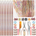 Celinebella Starry Pink Hair Tinsel Kit, 48" 2000 Strands Galaxy Fairy Hair | Dreamy galaxy starry pink shade, full tool kit included, heat resistant, perfect for wedding prom festival photography - color: 03-Galaxy Pink, size: 48 Inch Pack of 8 PCs