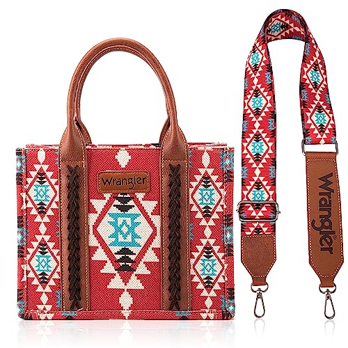 Wrangler Aztec Tote Bag for Women Boho Shoulder Purses and Handbags - color: Angel Diamond Burgundy (Guitar Strap)