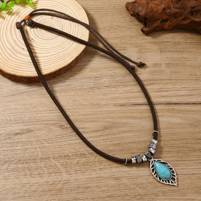 Bohemian Vintage Pendant Necklace Aesthetic Boho Chunky Adjustable Stacked Necklace for Woman Ethnic Tribal Jewelry - style: Bohemian 6