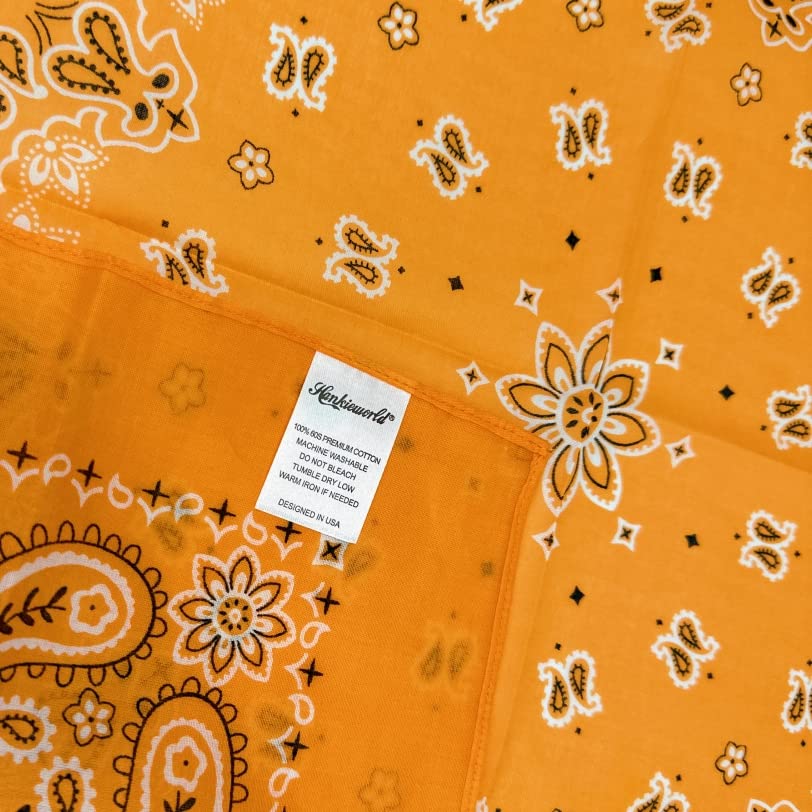 Bandanas Gift Set 12 Pack Soft Thin Handfeel Cotton Bandanna Scarf for men - color: Orange