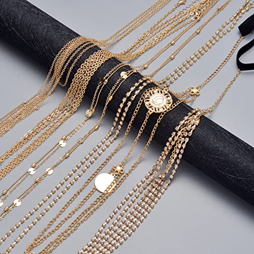 Tornito 6-8Pcs Sexy Belly Waist Chain Bikini Body Chain Summer Beach Body Jewelry Set for Women Gold Tone