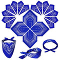 ILHSTY 60 Pcs Women Men Paisley Bandanas Bulk Unisex Bandanas Head Cowboy Scarf Necktie handkerchief Party Supplies - color: Royal Blue