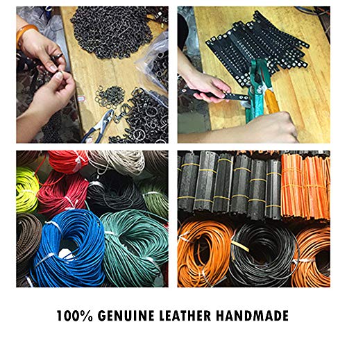 Mens Genuine Leather Bracelet - Handmade Adjustable Leather Cuff Bracelet punk Style leather wrap Wristband for Men - color: B-2 Wrap