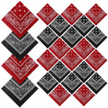 Suhine 24 Pcs Bandanas Bulk for Women Men 22 x 22 Inch Paisley Outdoor Headband Cowboy Handkerchief Summer - color: Black, Red