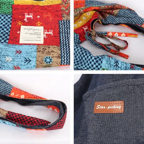 Boho purses Double-sided Tote Colorful boho bag for women - color: Black
