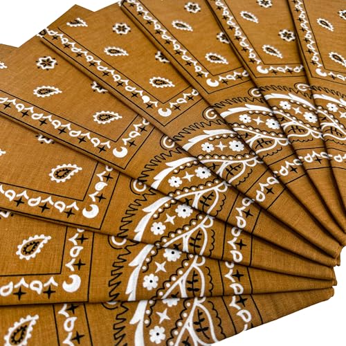 Vamqor 100% Cotton 10 Pack Fine Bandanas - color: Mocha