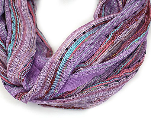 Anika Dali (15 Colors) Shimmer Sparkle Infinity Scarf, Women's Festival Bliss Lightweight Fashion Shawl - color: Wisteria Purple