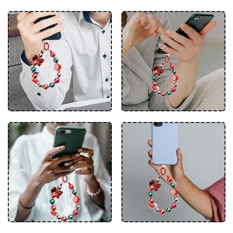 YangQian Phone Accessories Beaded Wrist Strap Case Lanyard Decoration Wristlet Keychain - color: Christmas Phone Keychain