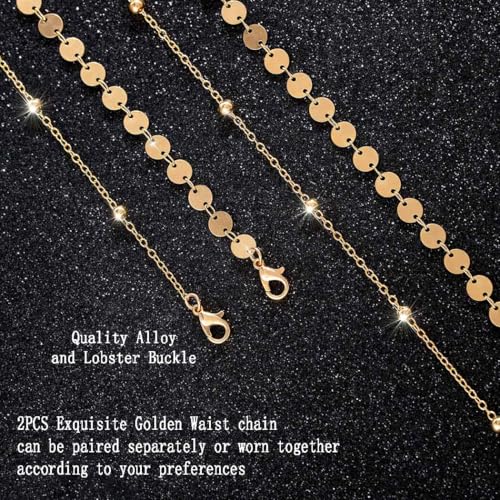 Rhinestone Waist Chains Crystal Waist Chain with Pendant Abdominal Chain Thin Minimalist Body Chain Jewelry for Women Beach Rave - style: C-Sequin+Beads-Gold