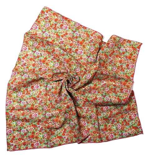 Shanlin Unisex Floral Cotton Square Scarf Bandanas 22x22 inch - color: Springgarden-redgreen