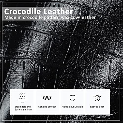 befen Genuine Leather Small Crossbody Bags for Women Cell Phone Bag Cross Body Purses,Silver Zipper - color: Black Crocodile