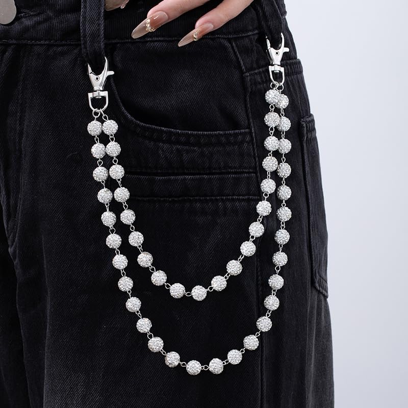 Pants Chain Wallet Chain Punk Chain Hip Hop Butterfly Lock Charm Jeans Chains Rock Chains for Women Men Hipster Women Fashion Trendy Waist Pants Chain Jewelry Clothing Accessories - color: D-White
