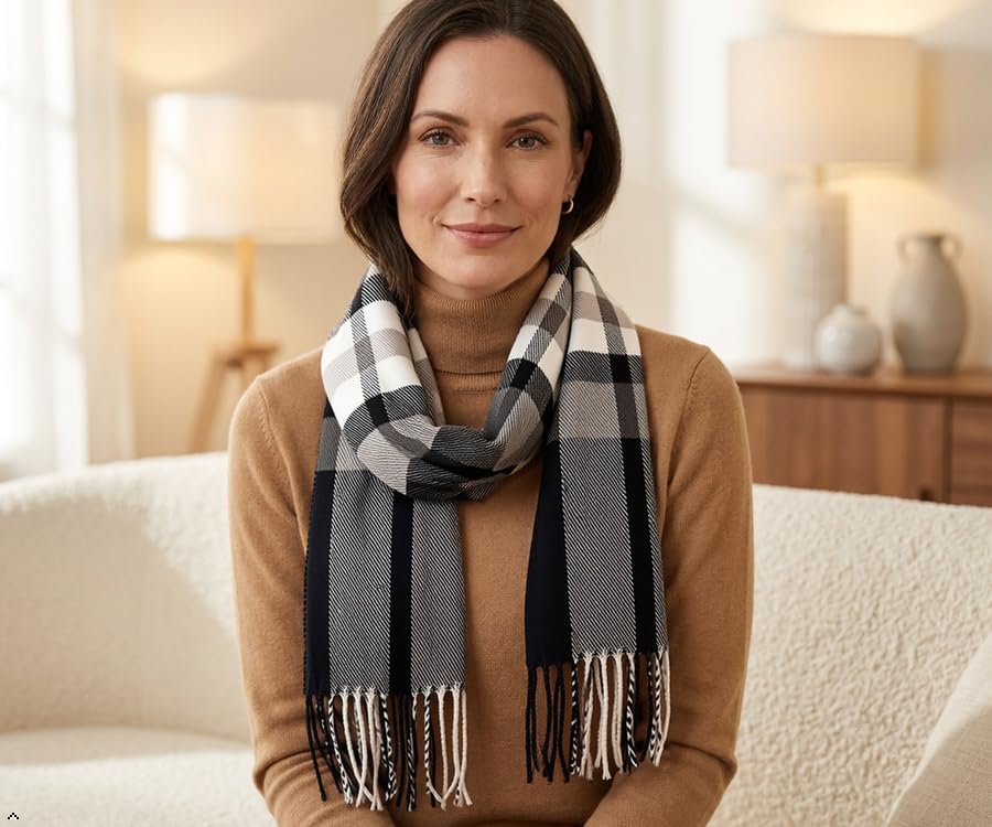 VERONZ Super Soft Classic Cashmere Feel Winter Scarf - color: Big Plaid 2