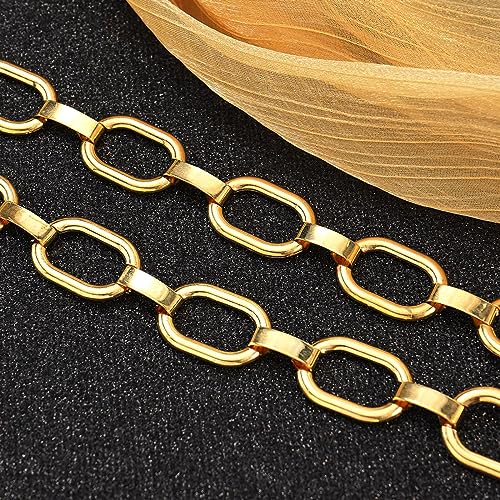 Women's Chain Belt Metal Waist Belt Chunky Belly Link Belt - color: 23028 Gold, size: S: 41.3 in
