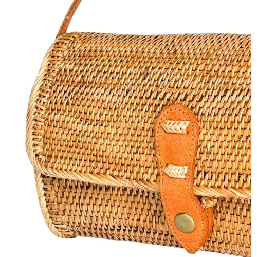 Utama Rattan Bag - Handmade Wicker Woven Purse - Ata, Woven, Straw, Bags - Circle, Square, Oval, Trapezoid Straw Boho Bags - color: Small Oval