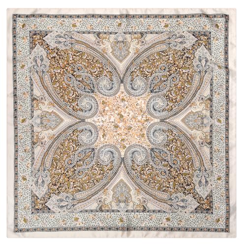 Stlvoll 27.5" Silk Neck Scarf of Women's Fashion Head Scarf Square Neck Satin Scarfs for Bag Hair Scarves Gift - color: Cashew Nut/Beige