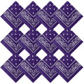 Suhine 12 Pcs Bandanas Bulk for Women Men 22 x 22 Inch Paisley Headband Cowboy Handkerchief Summer Beach Party Costume - color: Dull Purple