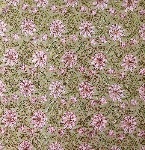 AVKA Studio 100% Cotton Bandanas for Women & Men, 2 Pack 20x20 Inch, 22x22 inch Hand Printed, Lightweight Cotton Handkerchief - color: Light Olive & Pink, size: 20 x 20 Inches