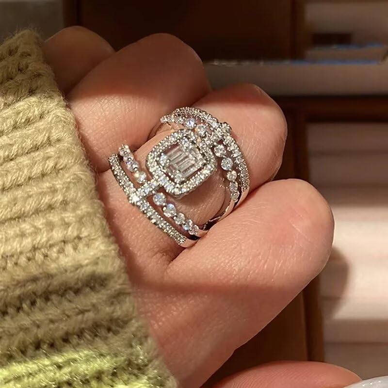 925 Sterling Silver French Royal Style Ring - Exquisite Vintage Inspired Jewelry for Women, Elegant Cubic Zirconia Cocktail Ring Size 9 - size: Size 9