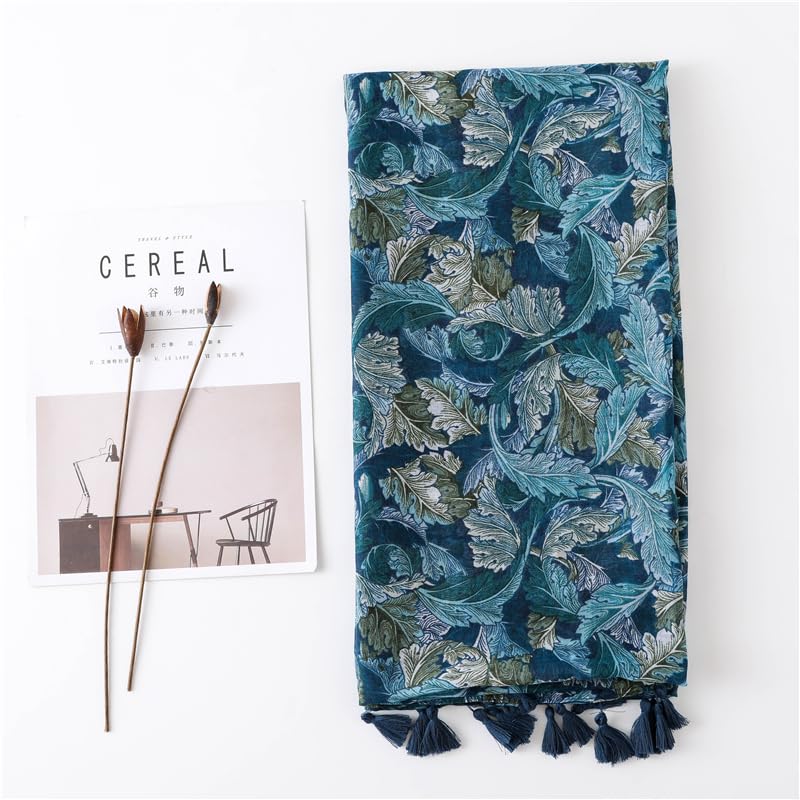 WaJuemy Travel Boho Scarf for Women Casual Lightweight Pashmina Scarves Fashion Multicolor Shawl Wraps with Fringed Beads - color: 03a Teal