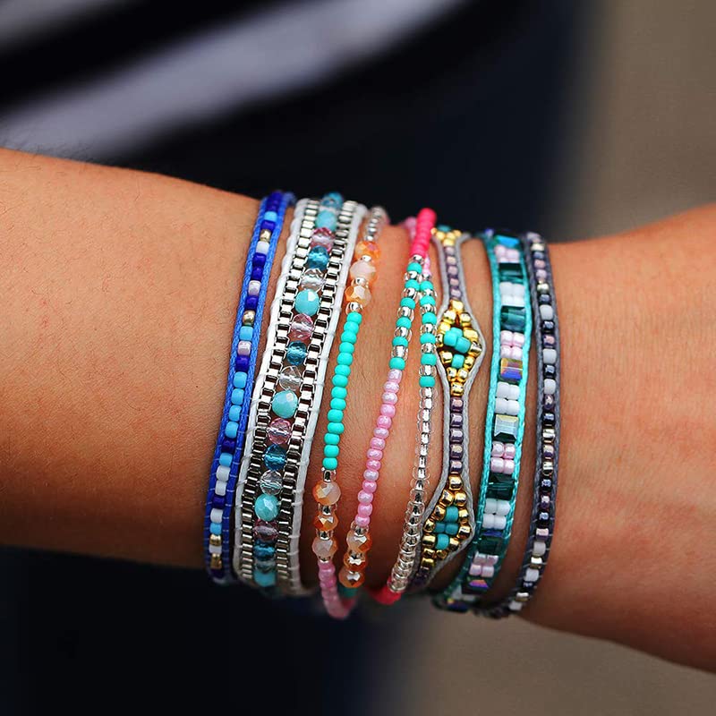 SUMMER LOVE Boho Bohemian Beaded Anklet Bracelets for Women Unique Colorful Pretty Beach Anklet,Handmade - color: Color 2#