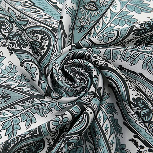 RIIQIICHY Women Head Hair Scarf Like Satin Silk Scarf Sleeping Hair Wrapping Night 27.5" - color: Black/White/Turquoise