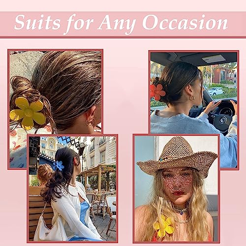 Flower Hair Clips for Women - 9 PCS Matte Claw Clips With Strong Hold for Thick and Thin Hair - Non Slip, 9 Styles - color: A-Multiple Colors