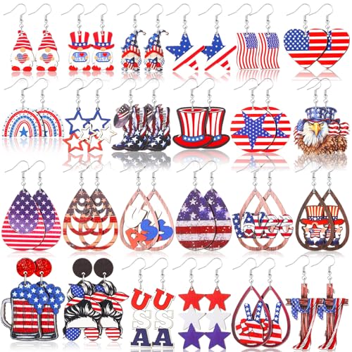 Nosiny 4th of July Earrings Patriotic Independence Day Earrings Bulk Acrylic 250th Anniversary Memorial Day Jewelry for Women