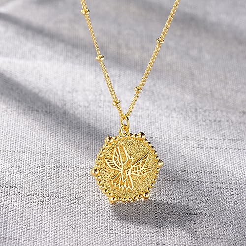 Fettero Animal Necklaces for Women 14K Gold Plated Charm Snake Necklace Elephant Bird Cat Butterfly Pendant Cute Dainty Necklace Jewelry - style: A-Hummingbird