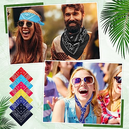 Handepo 200 Pcs Bandanas Bulk Paisley Bandanas Unisex Head Wrap Scarf Cowboy Headband Handkerchief for Women Men - color: Bright