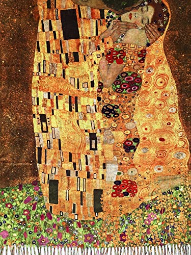 VENVSBEE Reversible Scarf Soft Large Shawl Wrap Blanket Double Sided Art Print Warm Pashmina Stoles Klimt Van Gogh Gifts - color: Art 08