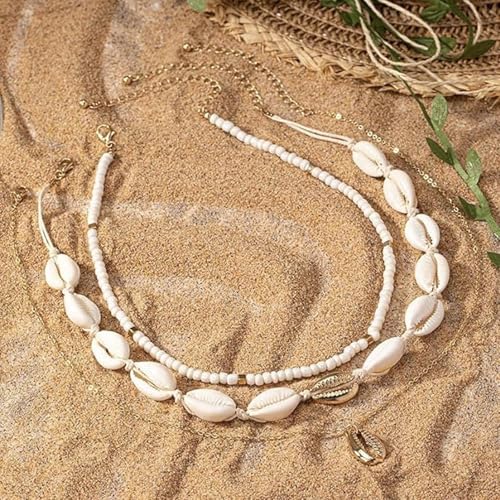 Shell Starfish Necklace for Women Pearl Beach Boho Layered Necklace Charm Accessories Summer Vacation Outfit 2026 - color: C1:starfish shell charm necklace