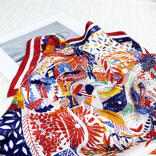 Women's Small 21 inch 100% Silk Scarf Bandana for Head Neck Hair | 100% Mulberry Silk Lightweight Designs Gift-Ready Packaging For Hair Fashion 21"x21" Printed - color: 304multicolor