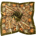 35 x 35 Women's Fashion Pattern Large Square Silk Like Hair Scarf Head Sleeping Wrap Satin Neck Bandana for Gift… - color: Big Cashew Army Green