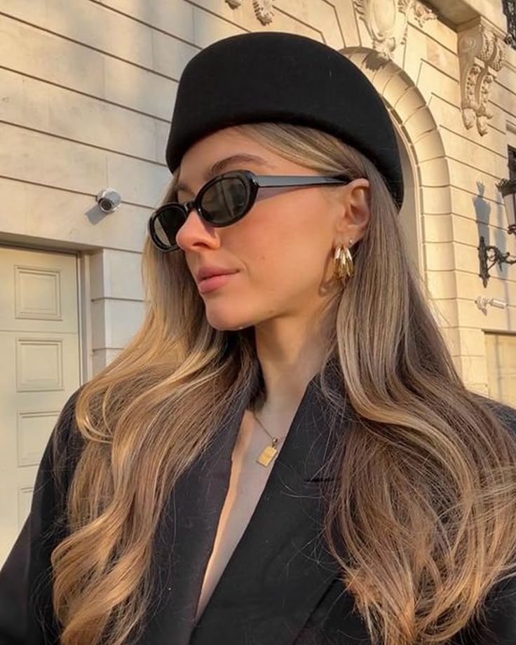 90s Sunglasses for Women Men Retro Small Oval Sunglasses - color: Black/Grey+brown/Brown+leopard/Brown