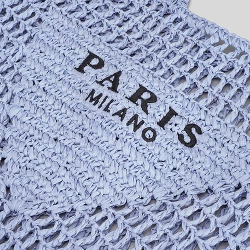 POOOPSSD New Woven Bag, Straw Mesh Tote Bag, Beach, Shoulder Bag, Hobo Women, Foldable Large Capacity, for Holiday. - color: Blue