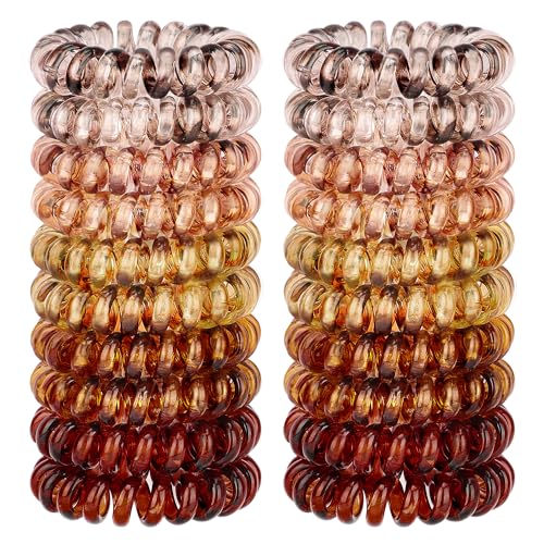 JessLab Spiral Hair Ties, 20 Pcs Traceless Phone Cord Hair Ties No Crease Spiral Bracelet Plastic Coil Ponytail Holders No-Damage Headband Hair Accessory for Girls Women Ladies Gift, Mix Color 1 - color: Mix Color 1