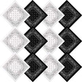 Blulu 12 Pack Neon Bandanas Bulk Multi Purpose Paisley Cowboy Bandanas for Men Women Headband Western Music Festival Rave - color: Black, White